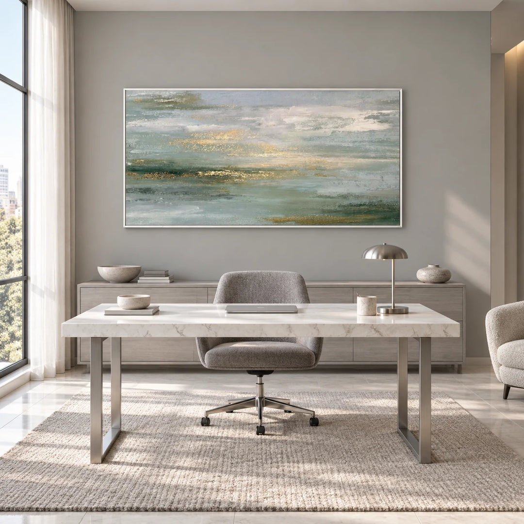 MT2643 painting in silver frame, full styled home interior