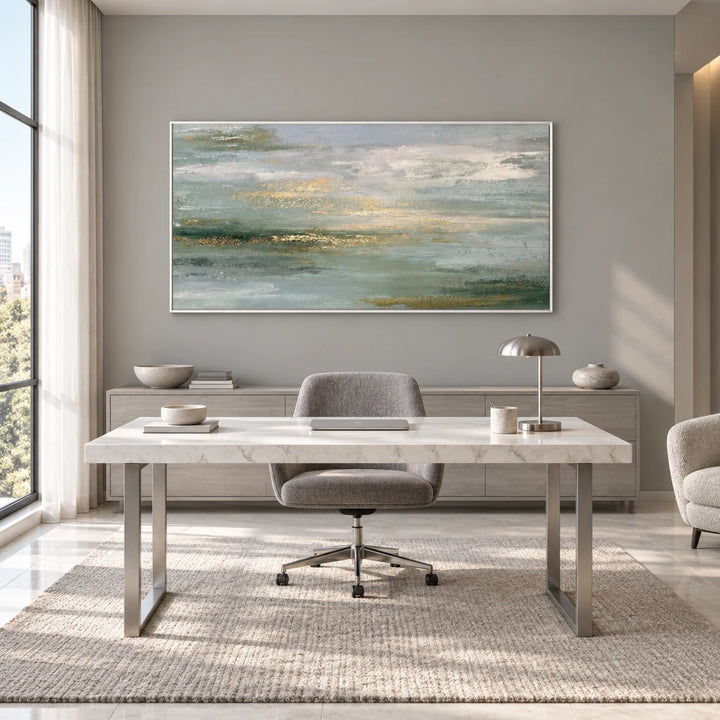 MT2643 painting in silver frame, full styled home interior