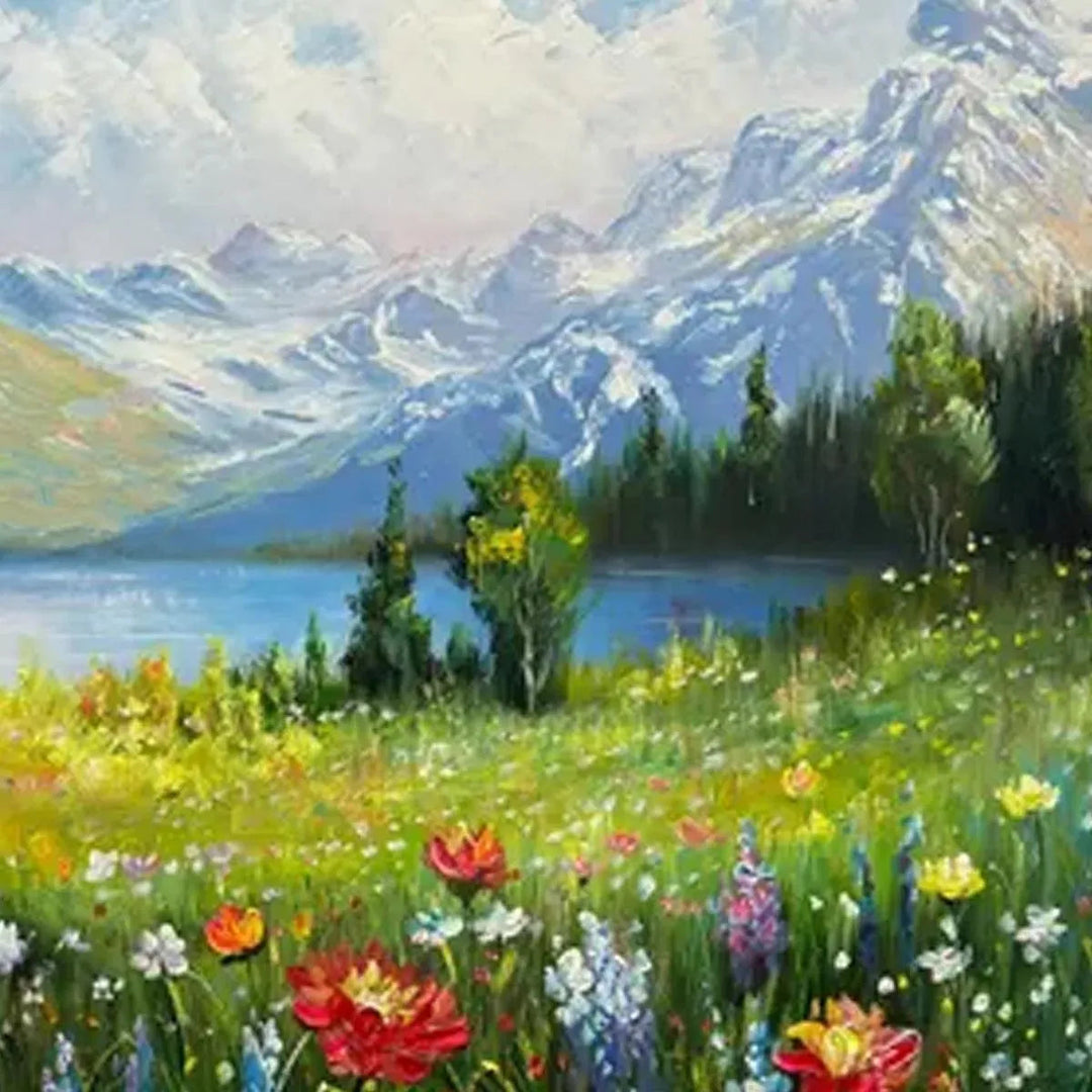 Meadow Radiance - Mountain Flower Wall Art Painting AA