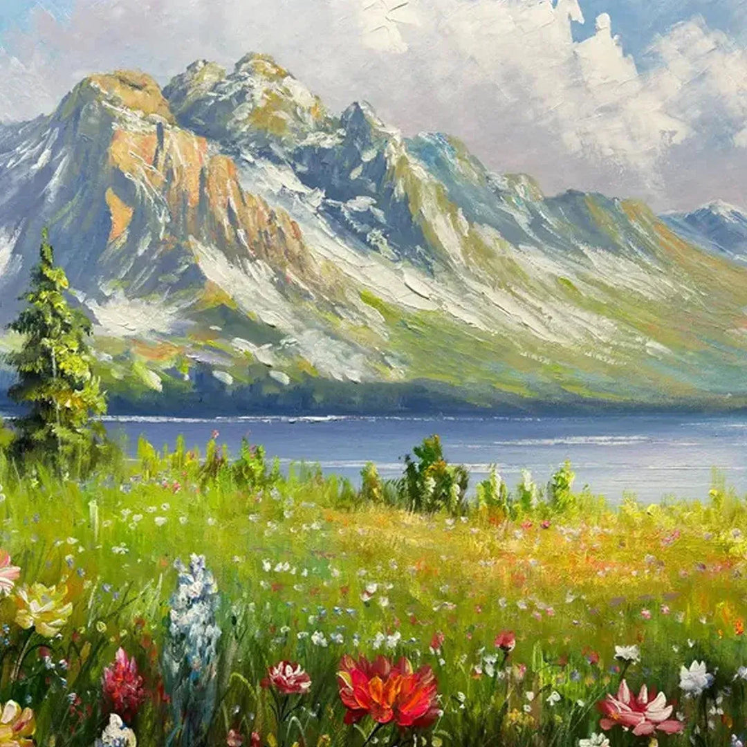 Meadow Radiance - Mountain Flower Wall Art Painting AA