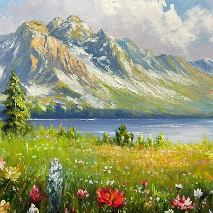 Meadow Radiance - Mountain Flower Wall Art Painting AA