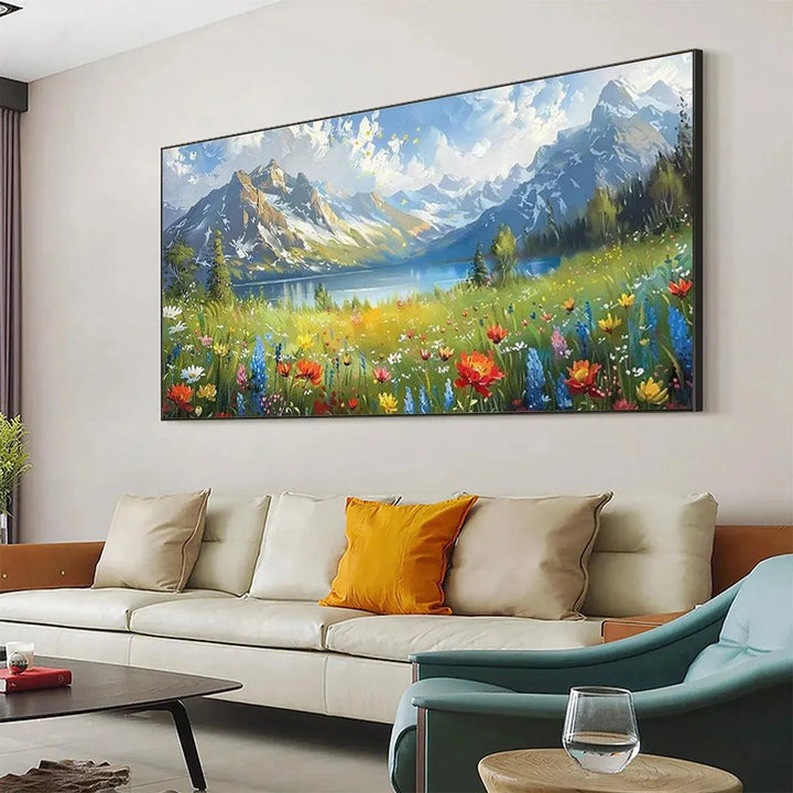 Meadow Radiance - Mountain Flower Wall Art Painting AA