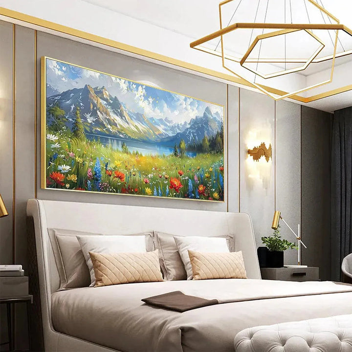 Meadow Radiance - Mountain Flower Wall Art Painting AA