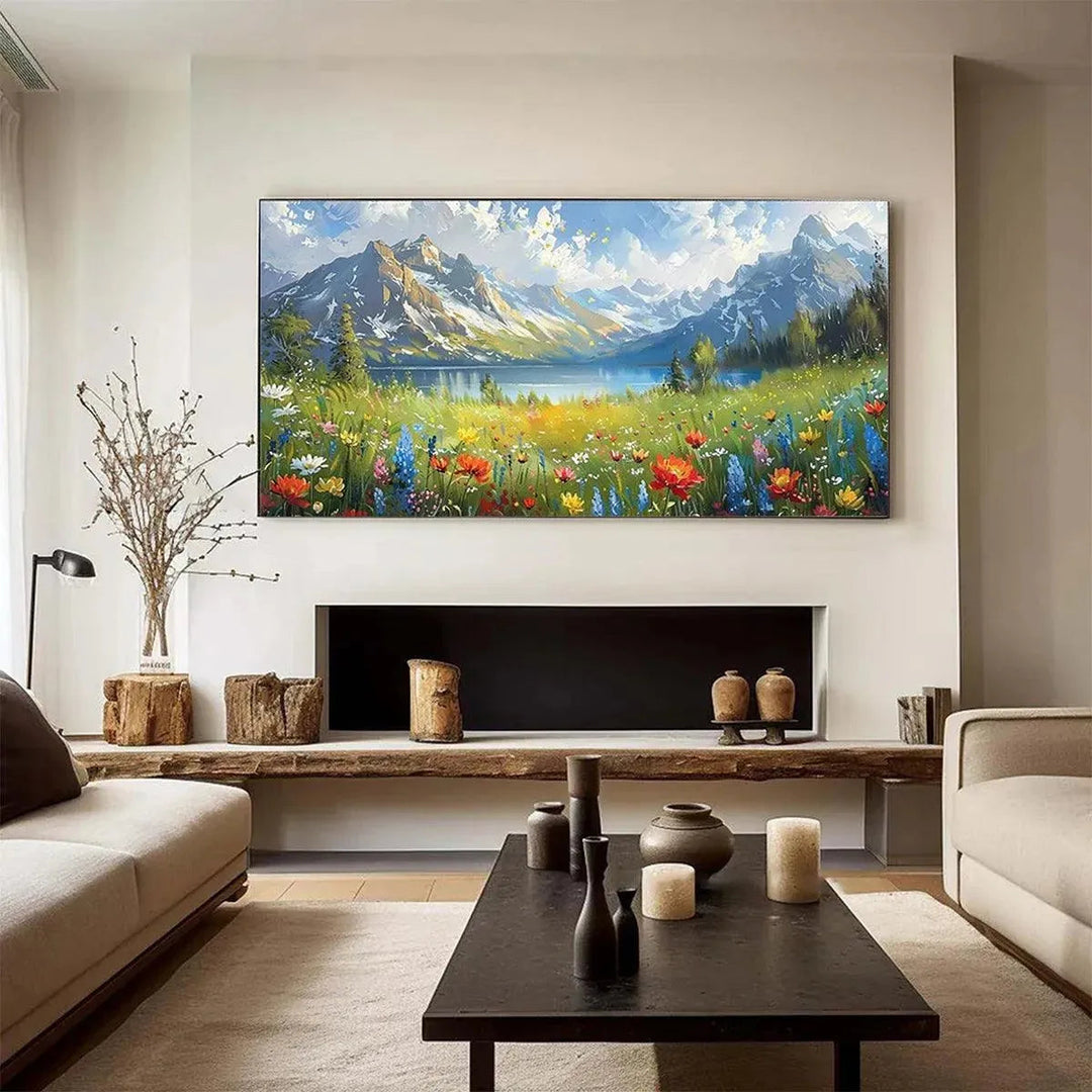 Meadow Radiance - Mountain Flower Wall Art Painting AA