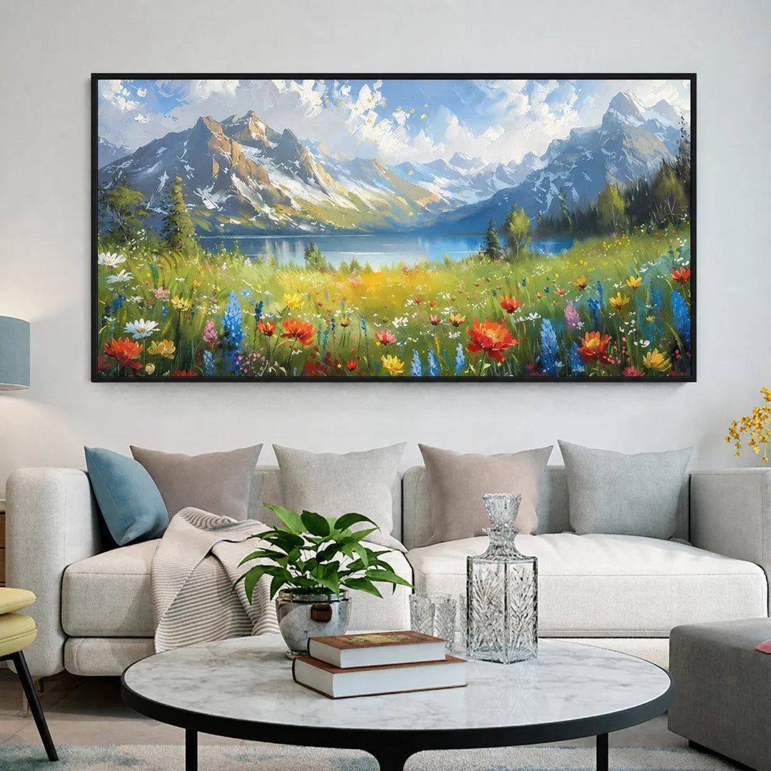 Meadow Radiance - Mountain Flower Wall Art Painting AA