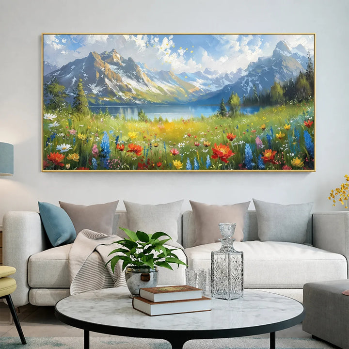 Meadow Radiance - Mountain Flower Wall Art Painting AA