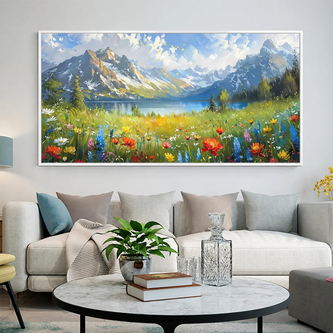 Meadow Radiance - Mountain Flower Wall Art Painting AA