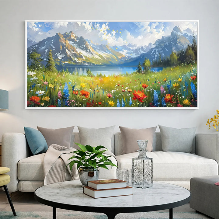 Meadow Radiance - Mountain Flower Wall Art Painting AA