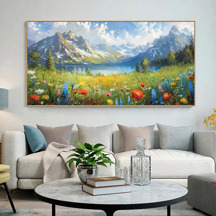Meadow Radiance - Mountain Flower Wall Art Painting AA