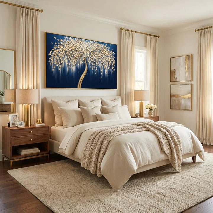Midnight Gold Willow Tree Painting AA