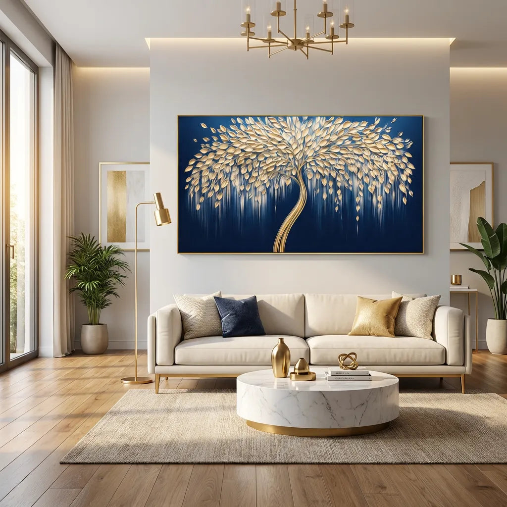 Midnight Gold Willow Tree Painting AA