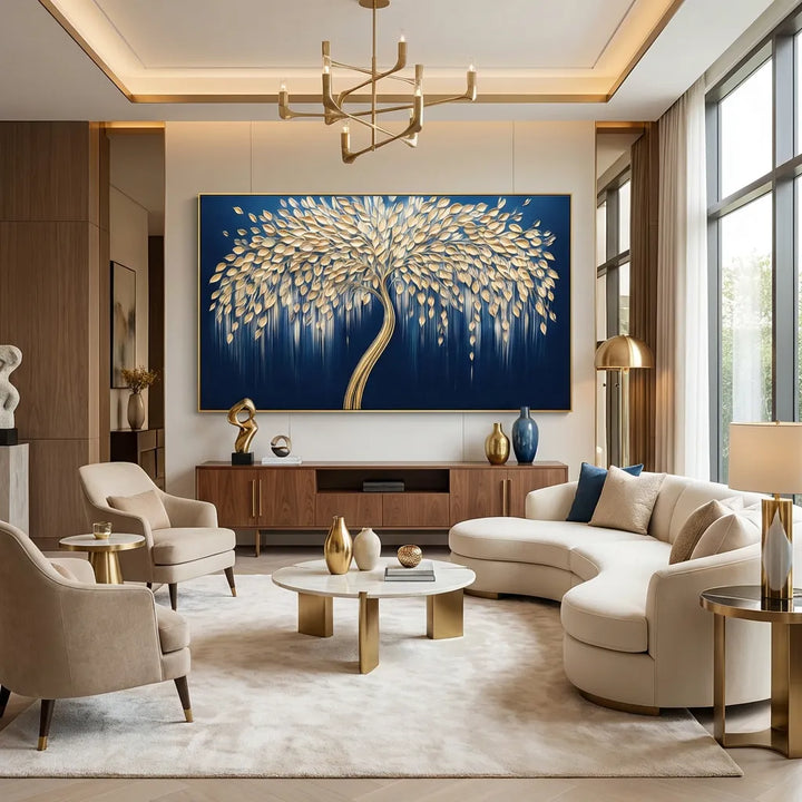 Midnight Gold Willow Tree Painting AA