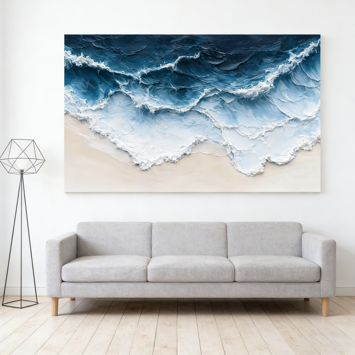 Midnight Shore Deep-Blue Abstract Painting SP#2103