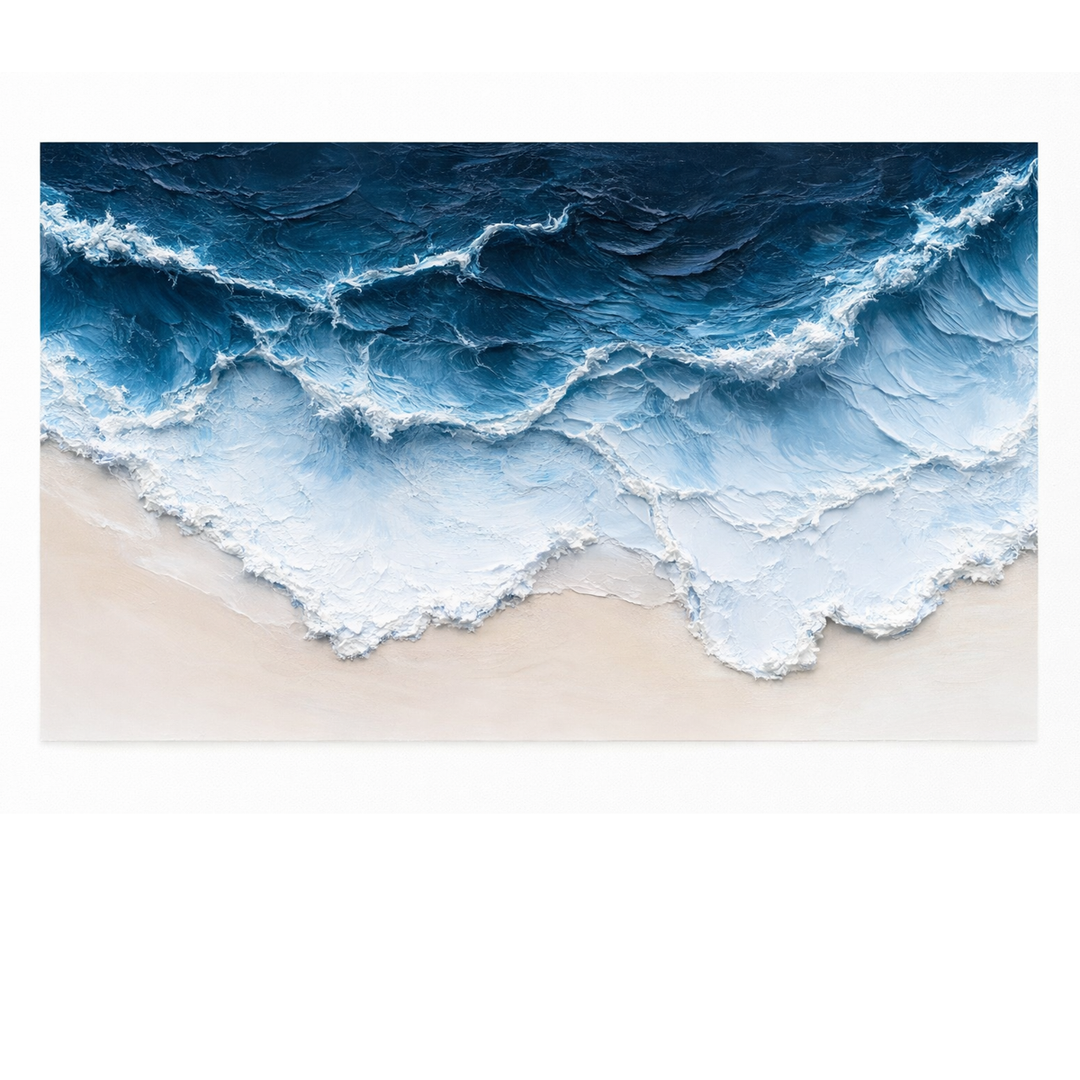 Midnight Shore Deep-Blue Abstract Painting SP#2103