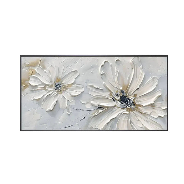 Minimal White Floral Abstract Painting MT#2617