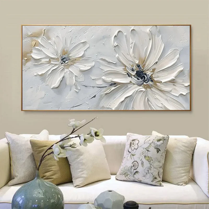 Minimal White Floral Abstract Painting MT#2617