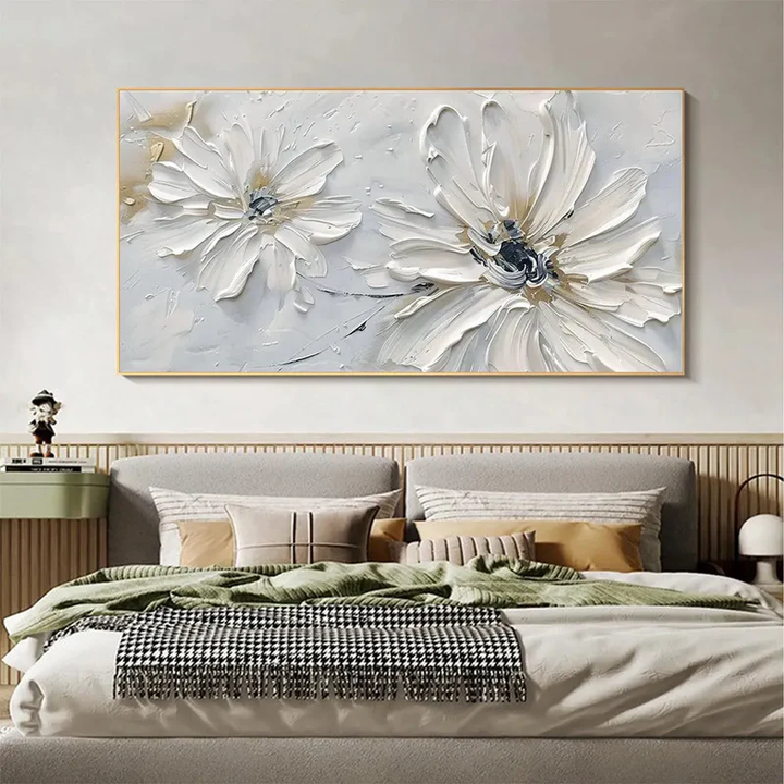 Minimal White Floral Abstract Painting MT#2617