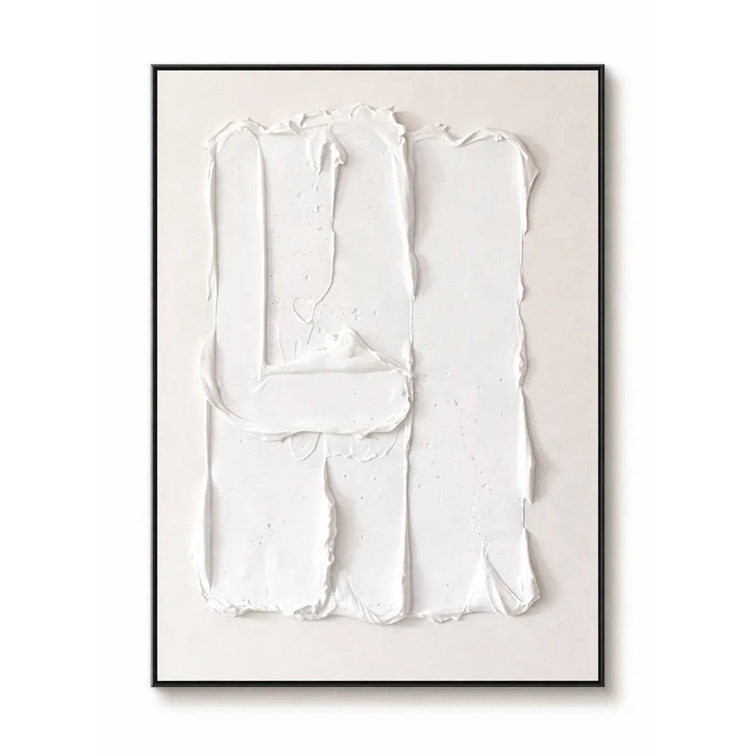 Minimal White Impasto Textured Abstract Painting TA