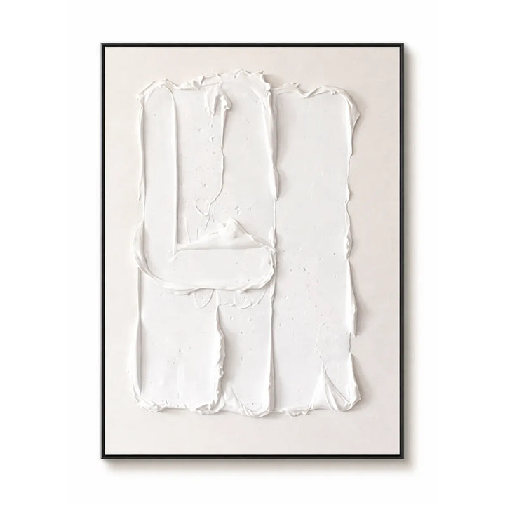 Minimal White Impasto Textured Abstract Painting TA