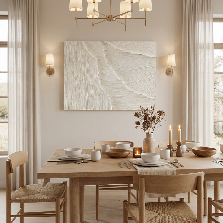 Minimal White Textured Abstract Painting TA