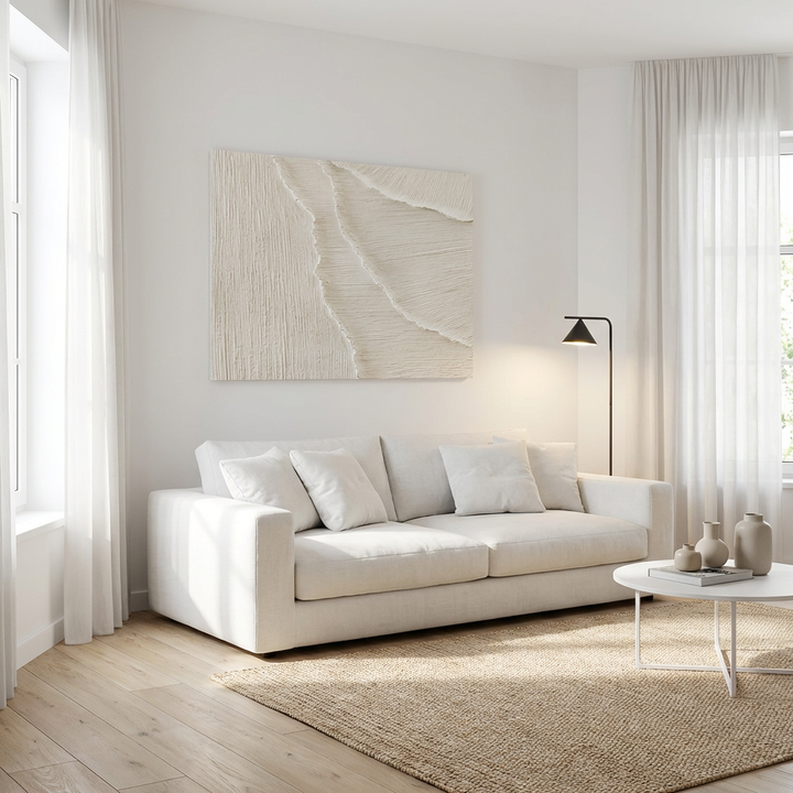 Minimal White Textured Abstract Painting TA