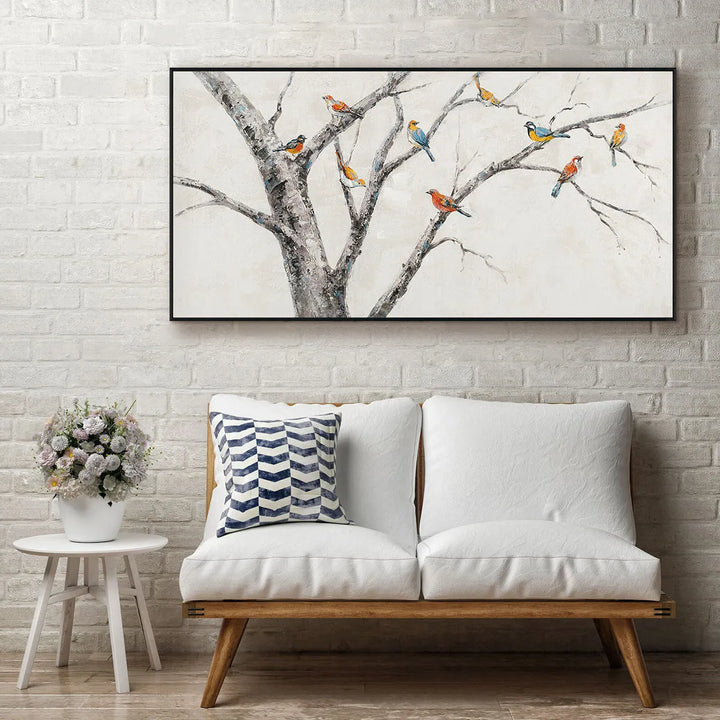 Minimalist Birds on Branches Painting MT