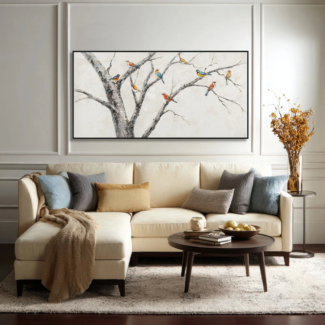 Minimalist Birds on Branches Painting MT