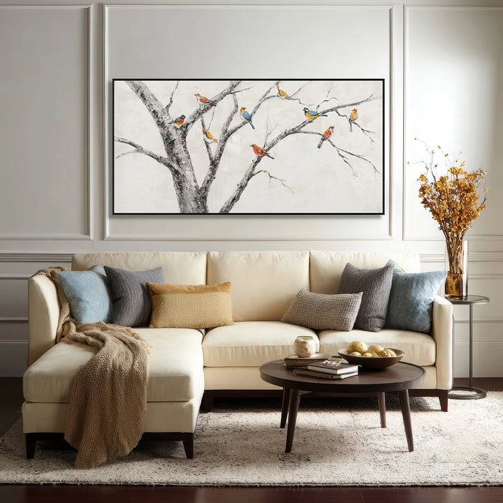 Minimalist Birds on Branches Painting MT