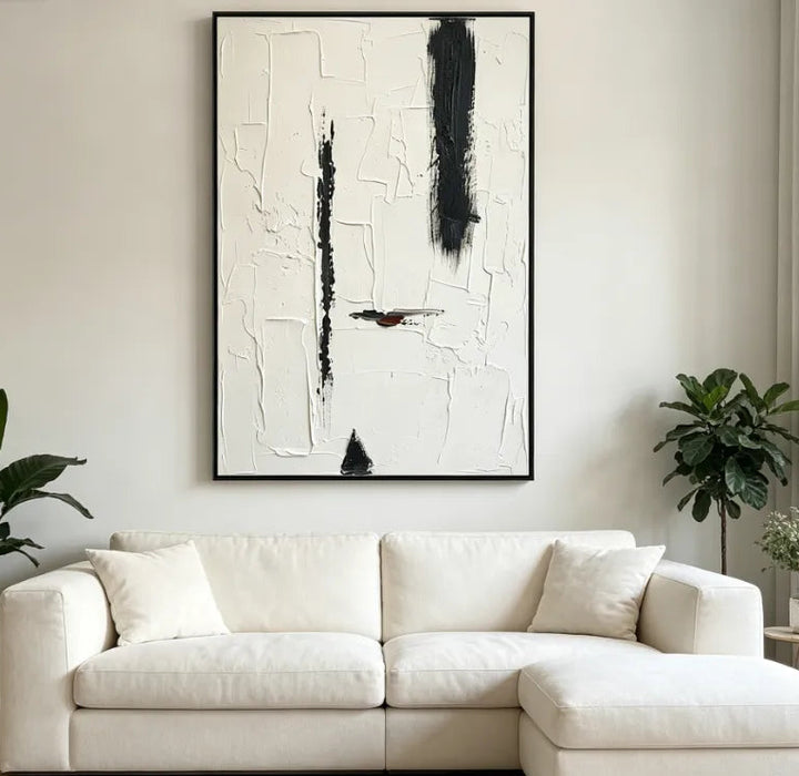 Minimalist Monochrome Textured Abstract Oil Painting HP