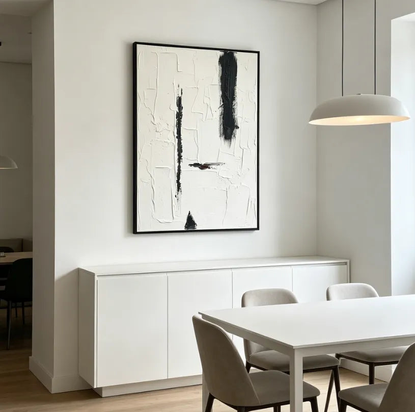 Minimalist Monochrome Textured Abstract Oil Painting HP
