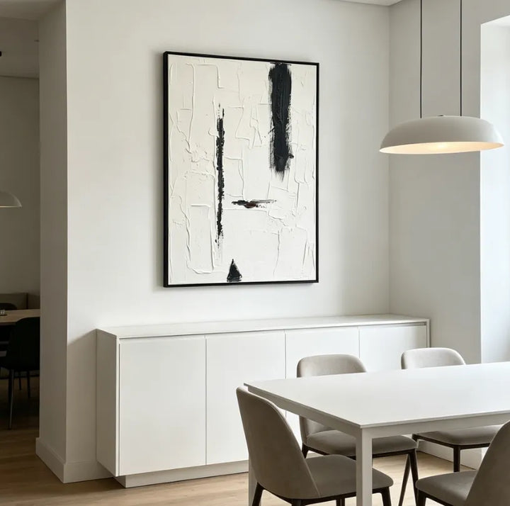 Minimalist Monochrome Textured Abstract Oil Painting HP