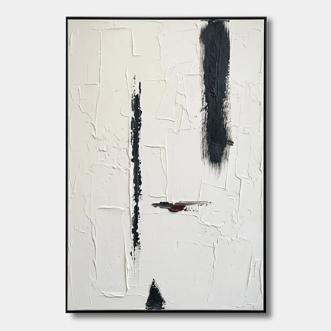 Minimalist Monochrome Textured Abstract Oil Painting HP