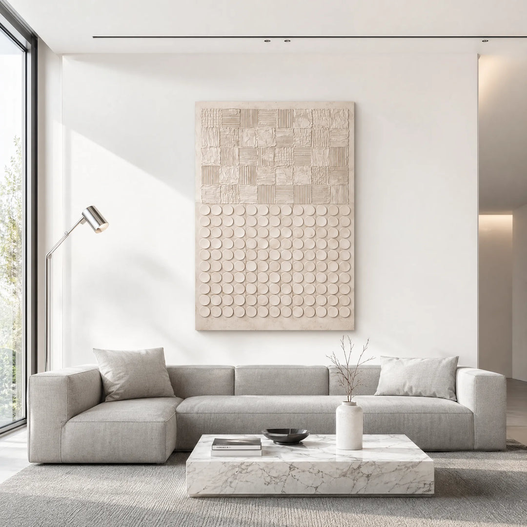 Minimalist Plaster Wall Art Geometric Relief HP