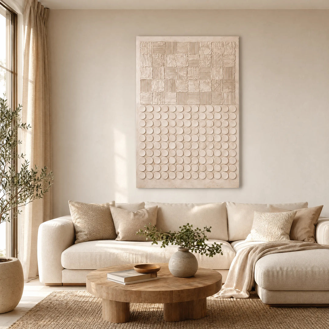 Minimalist Plaster Wall Art Geometric Relief HP