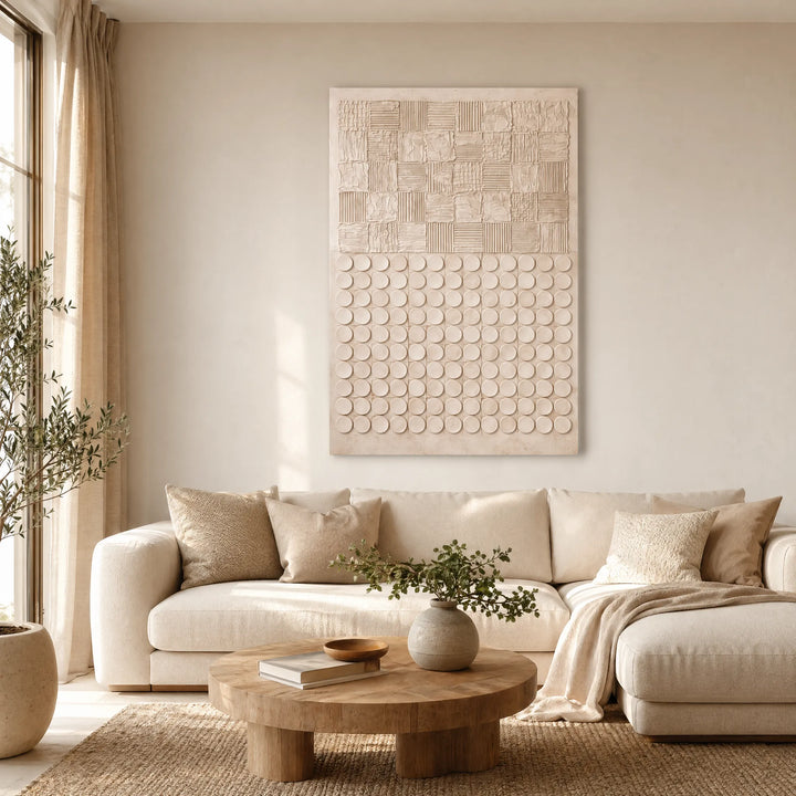 Minimalist Plaster Wall Art Geometric Relief HP