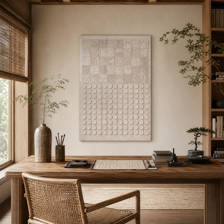 Minimalist Plaster Wall Art Geometric Relief HP