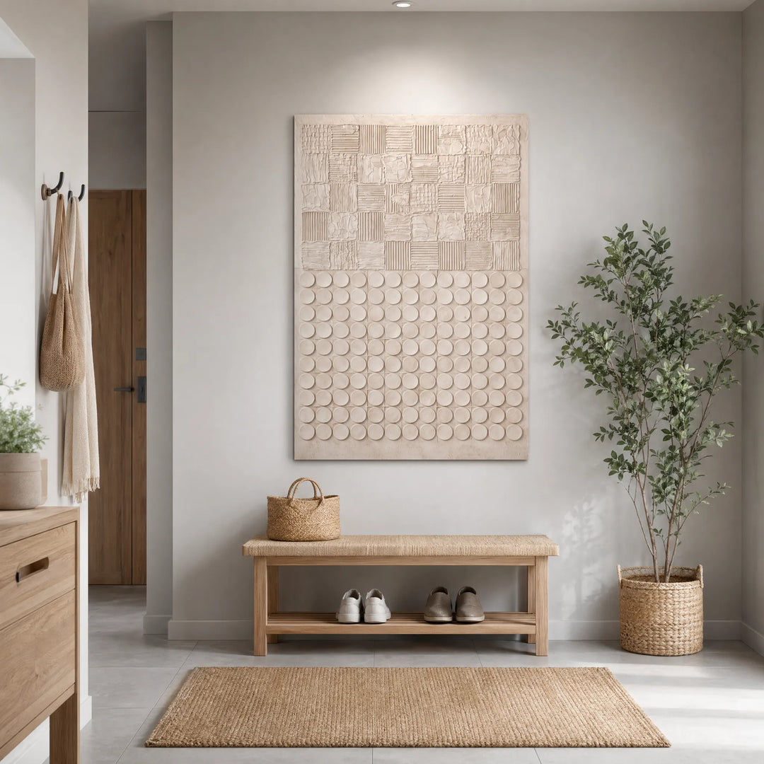 Minimalist Plaster Wall Art Geometric Relief HP