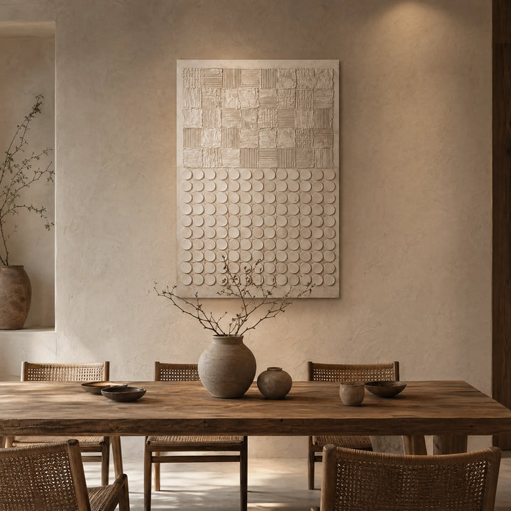 Minimalist Plaster Wall Art Geometric Relief HP