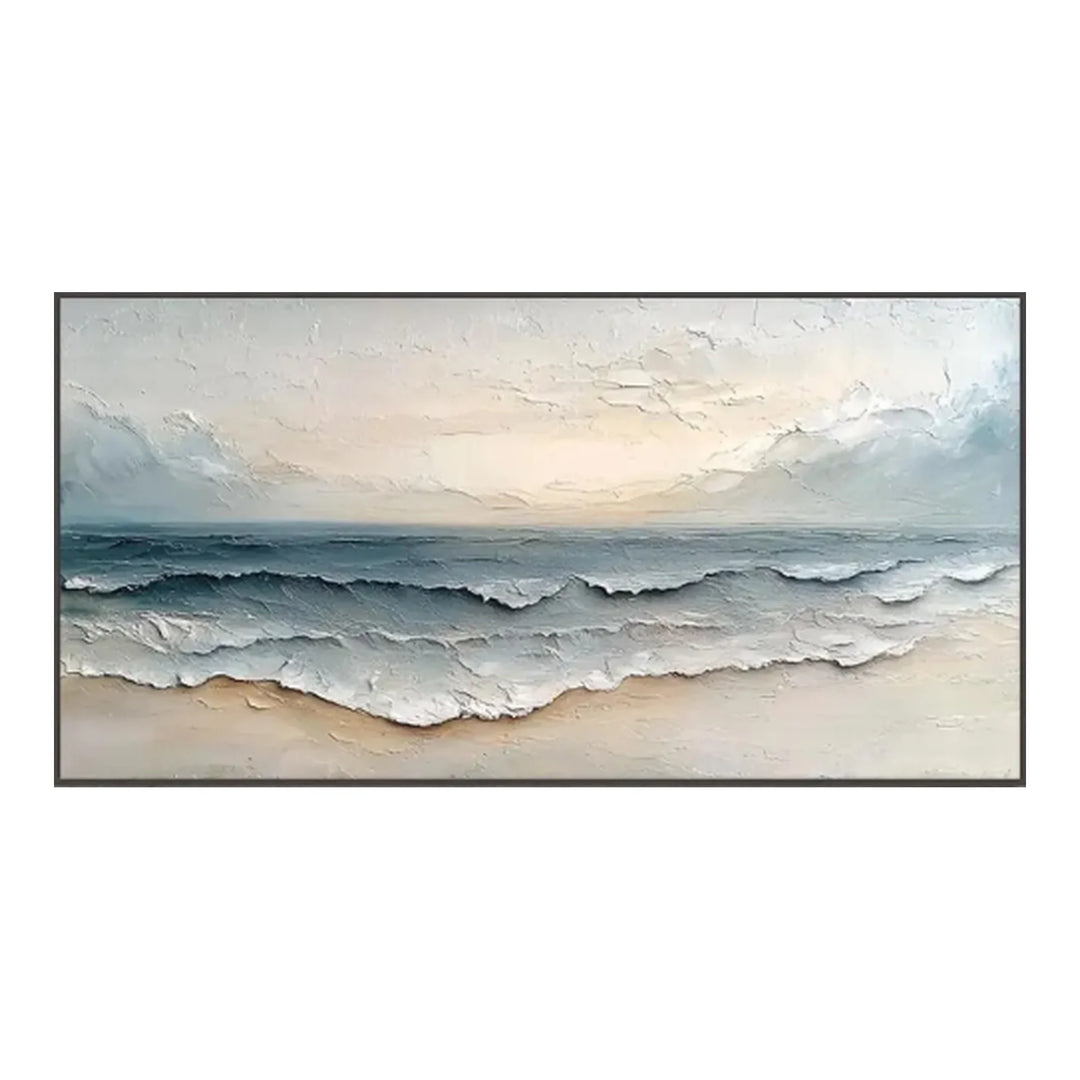Minimalist Seascape Canvas Print with Soft Ocean Waves TA