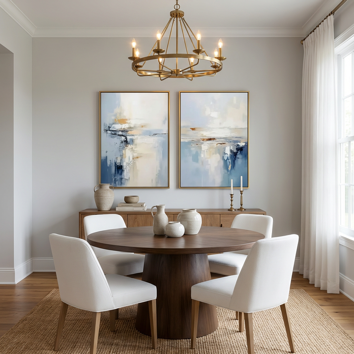 Mist Blue Sunrise Diptych Abstract Painting TA#2906