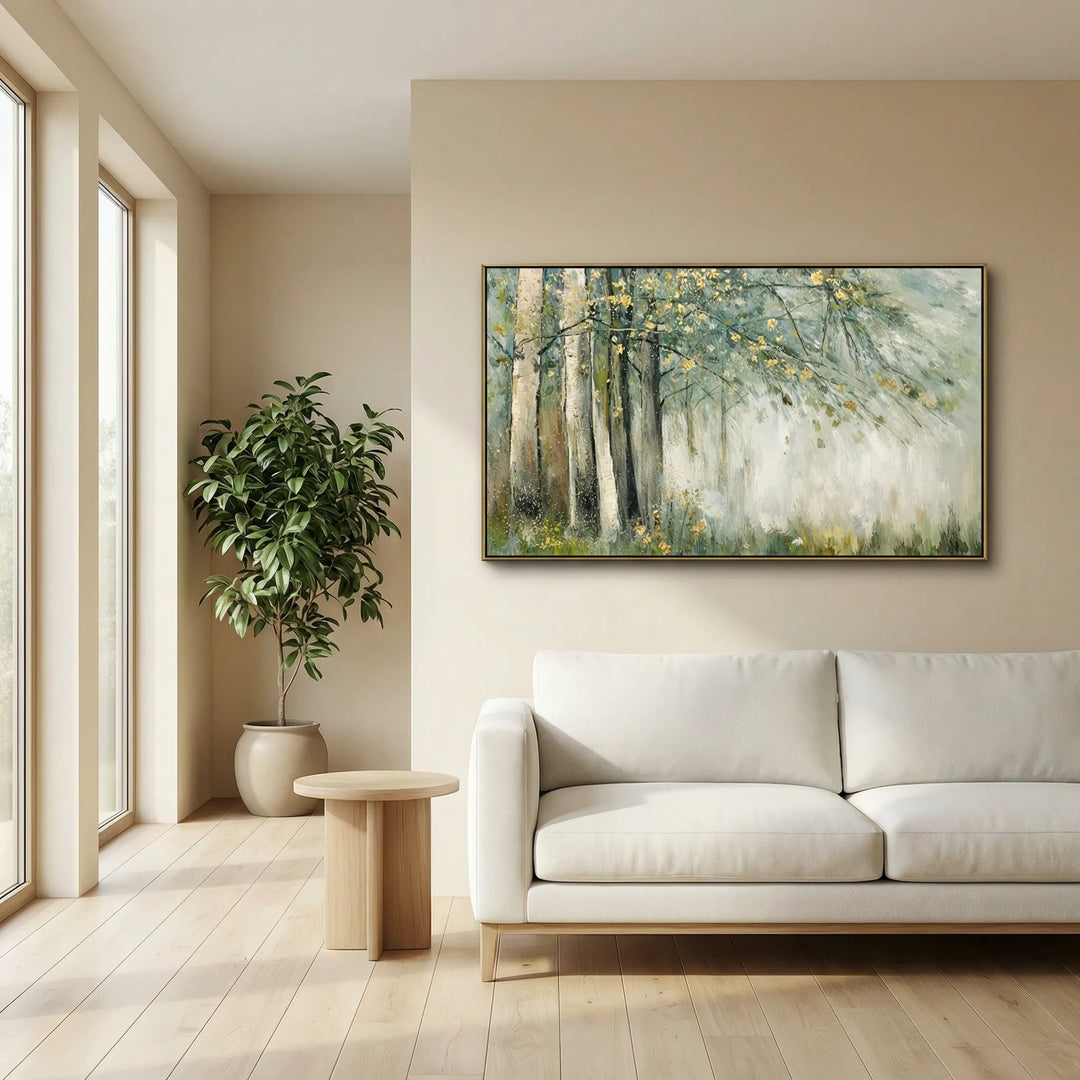 Misty Birch Forest Landscape Painting TA