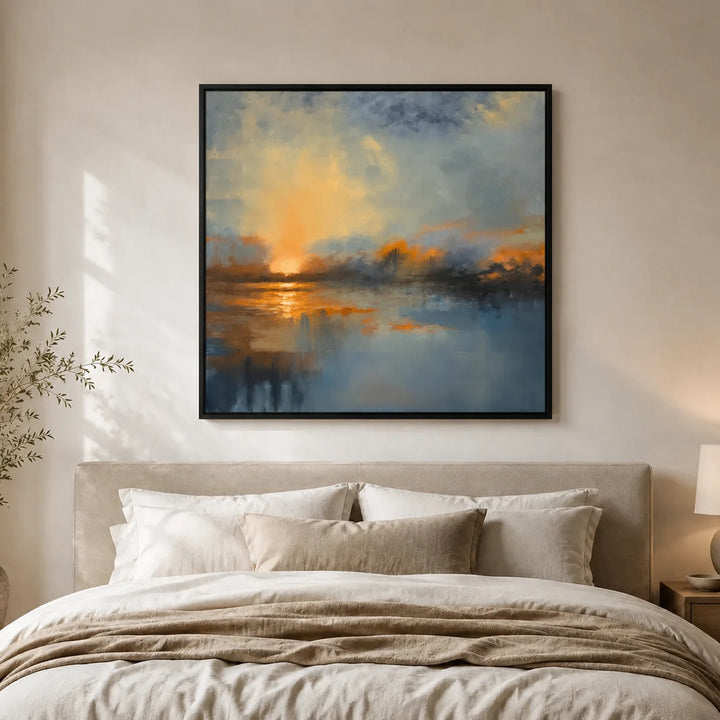 Modern Abstract Sunset Landscape Oil Painting HP