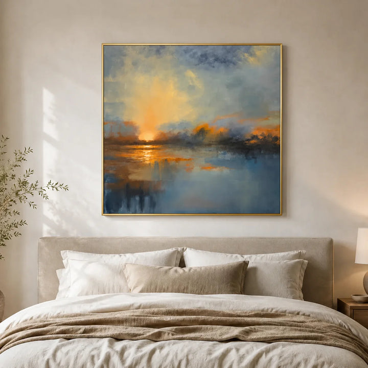 Modern Abstract Sunset Landscape Oil Painting HP