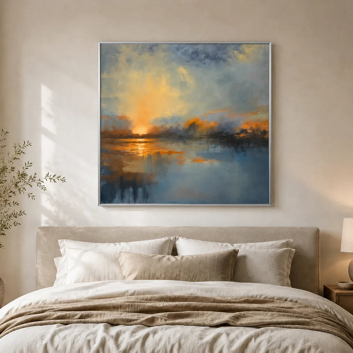 Modern Abstract Sunset Landscape Oil Painting HP