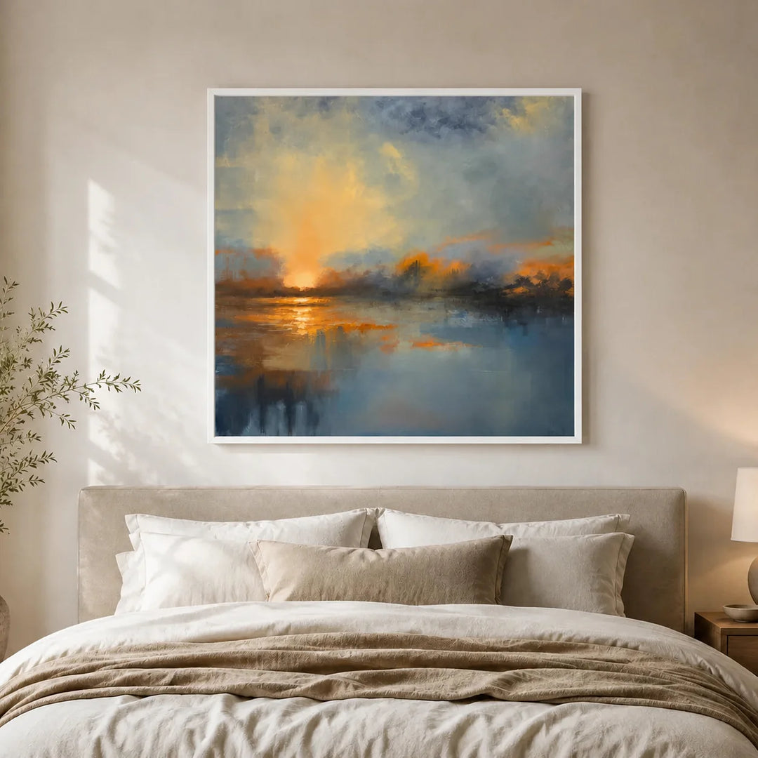 Modern Abstract Sunset Landscape Oil Painting HP