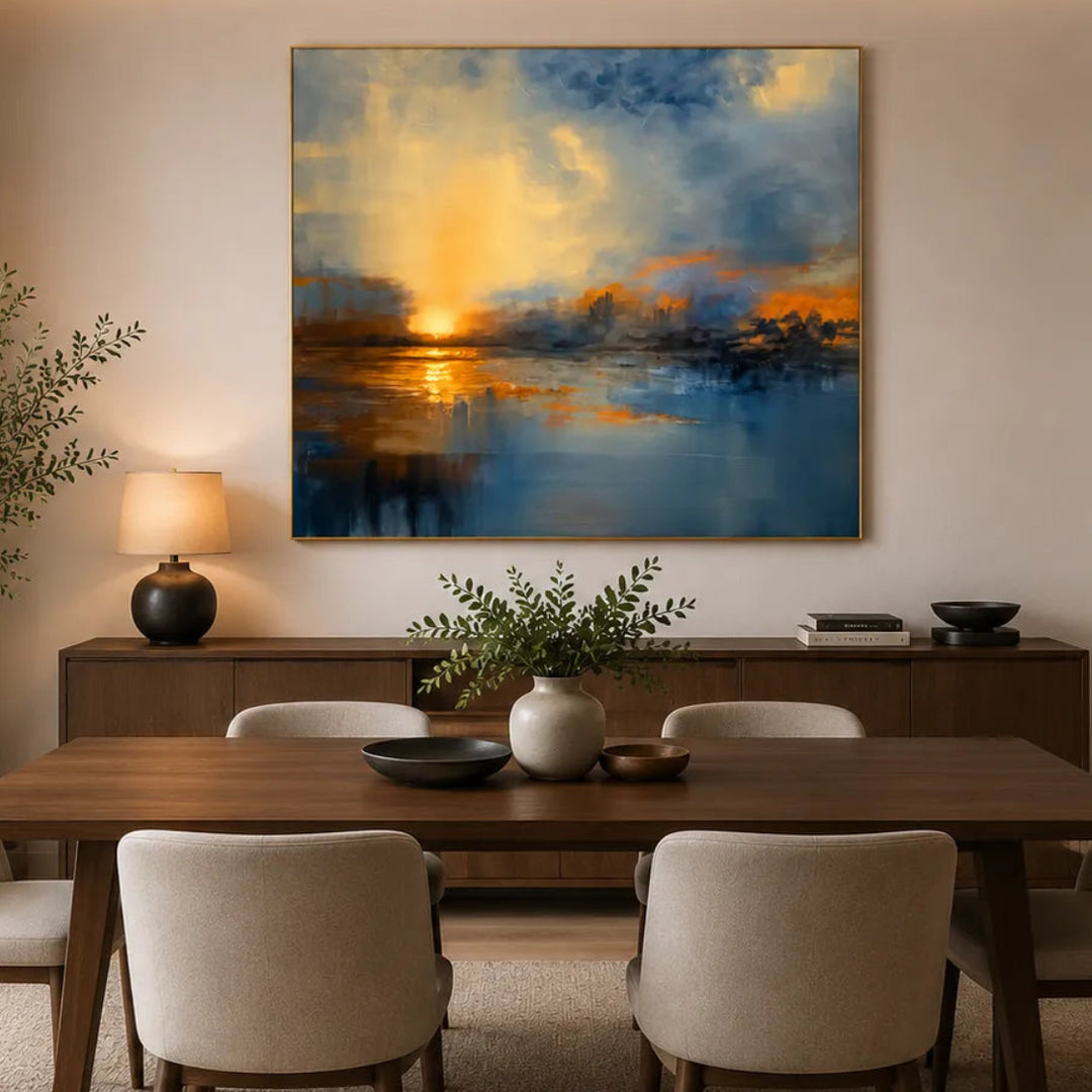 Modern Abstract Sunset Landscape Oil Painting HP