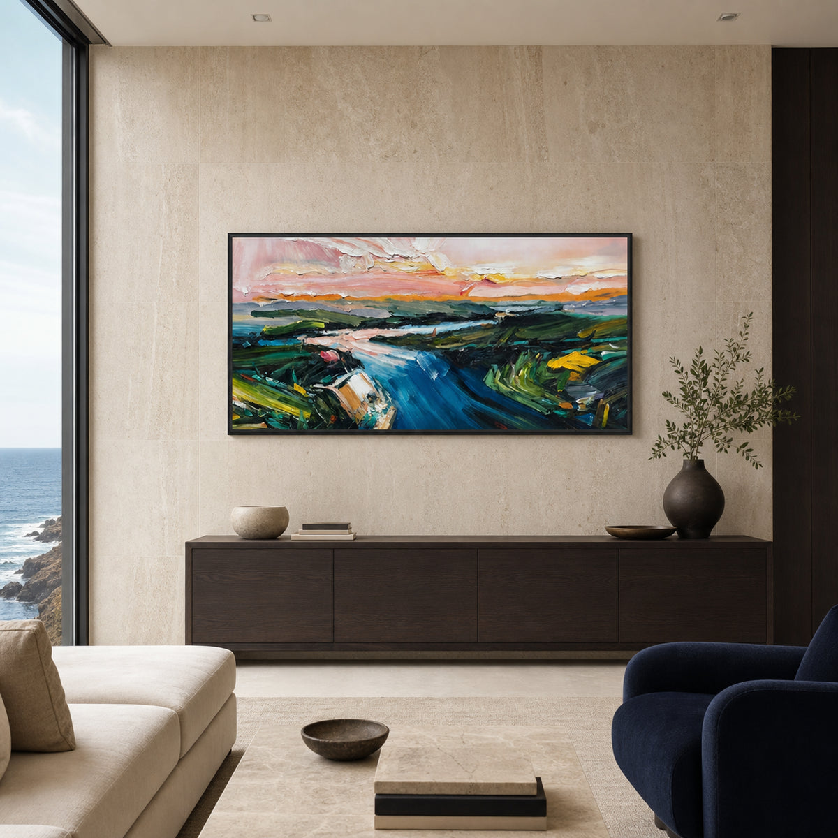 Moody Coastal Landscape Hand-Painted | HM#0710
