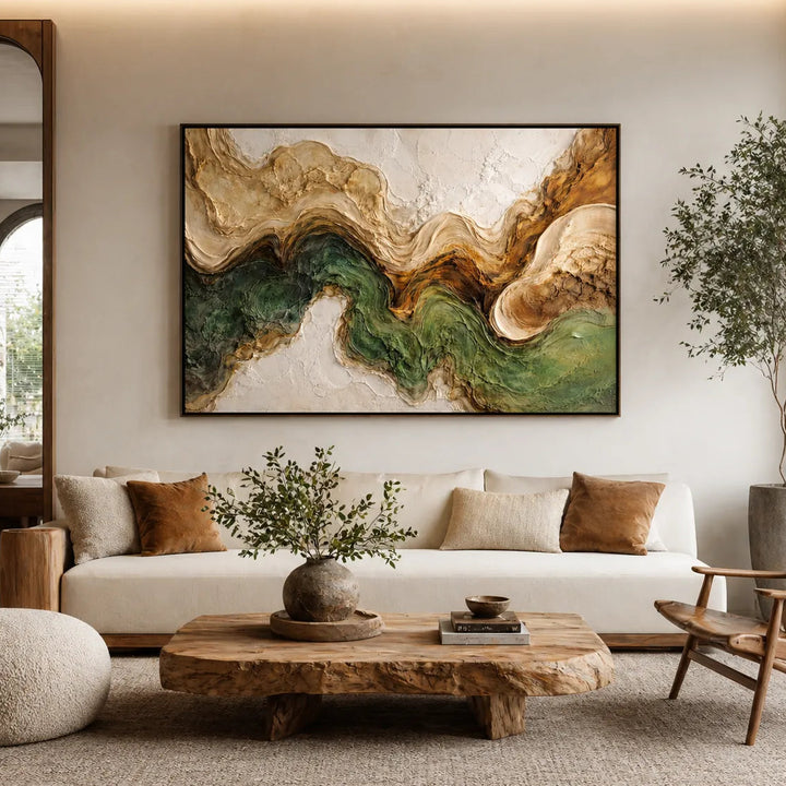 Moss Green Abstract Earth Tone Oil Painting HP