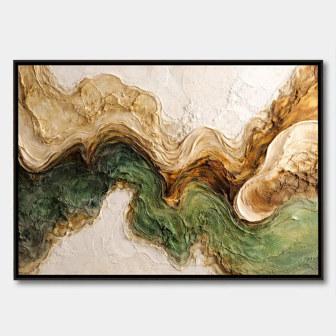Moss Green Abstract Earth Tone Oil Painting HP