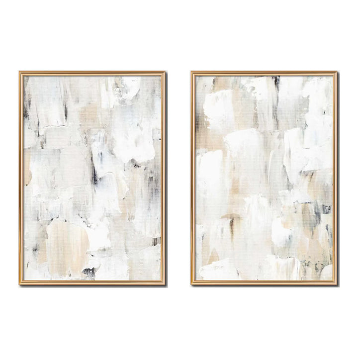 Neutral Abstract Canvas Print Set with Soft Layers TA